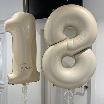 Cream Number 7 Balloons, 40 Inch 7 Balloons Giant Helium Foil Mylar Beige 7 - Image 7