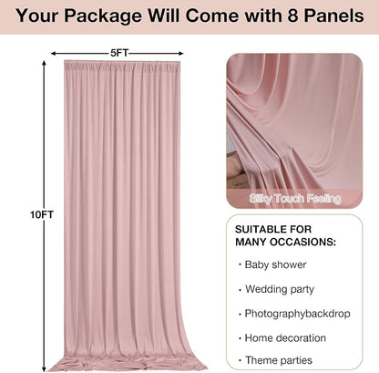 40ftx10ft Wrinkle Free Dusty Pink Backdrop Curtains - Image 6