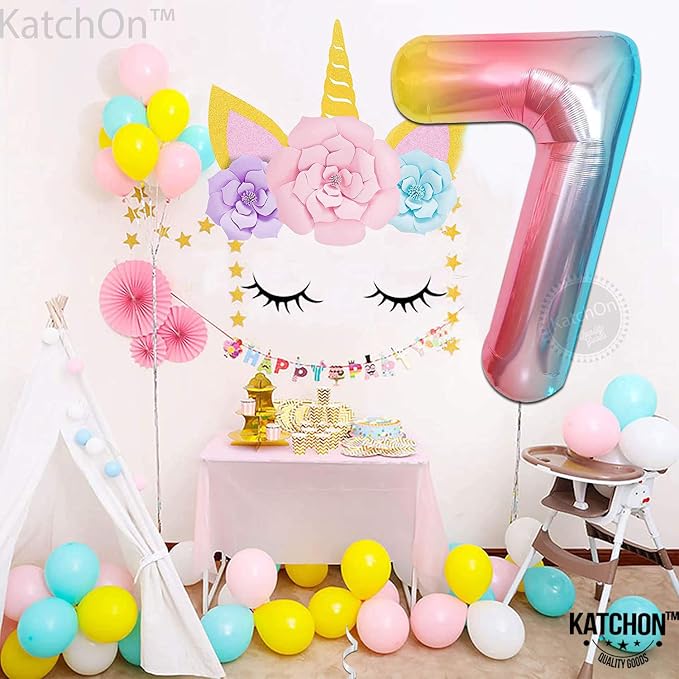 KatchOn Rainbow Number 7 Balloon 40 Inch | 7th Birthday Balloon - Image 3