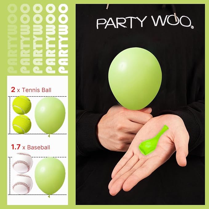 PartyWoo Lime Balloons 100pcs Green Light Green Color 5 Inch | Balloons - Image 3