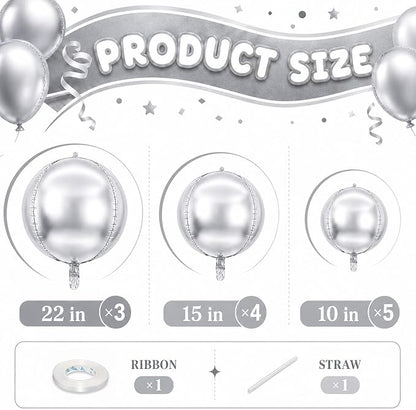 Silver Round Foil Balloons - Image 2
