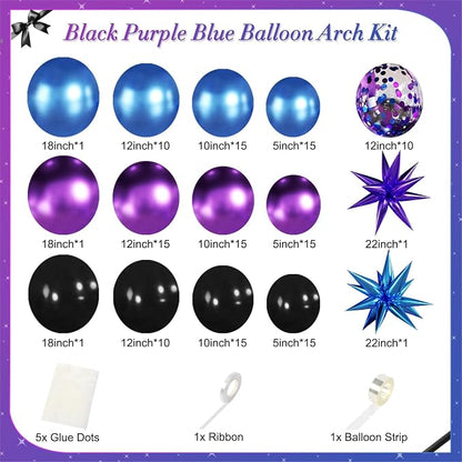 Black Purple Blue Balloon Arch Kit - Image 4