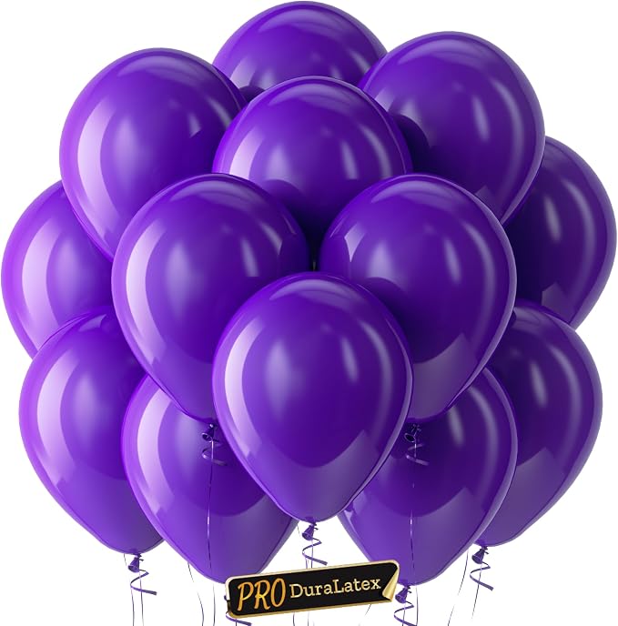 Pro Duralatex Dark Purple Extra-Thick Balloons 100 Pack 12 inch | Purple by Bezente