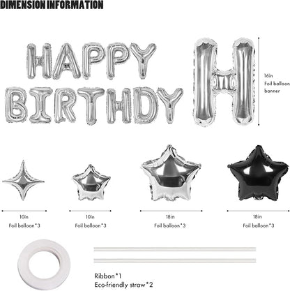 CANREVEL Happy Birthday Banner Decorations + 12Pcs Star Balloons, - Image 2