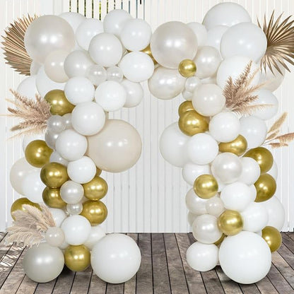 Pearl White Double Stuffed Balloon Arch Kit by BalloonExpert