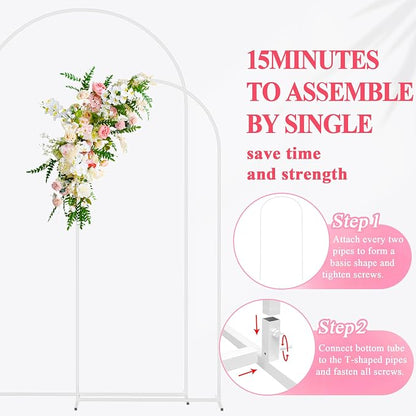 Wedding Arch Backdrop Stand 7.2FT, 6FT White Metal Arch Stand Set | Metal Arch - Image 5