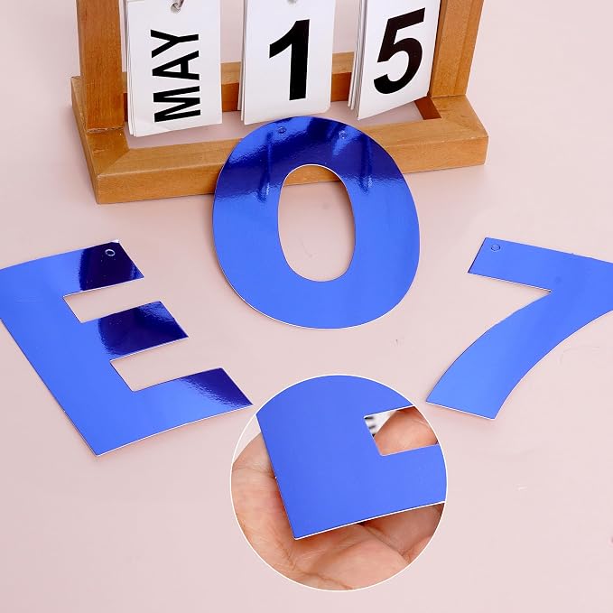 DIY Banner Kit with Letters Bright Blue Customizable Birthday Banners - Image 3