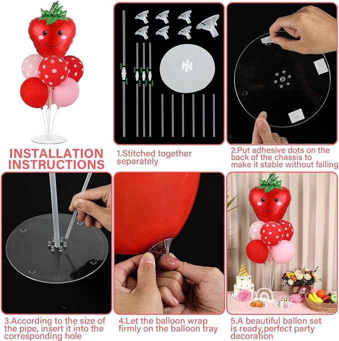 4 Sets Strawberry Party Balloons Stand Kit - Image 3