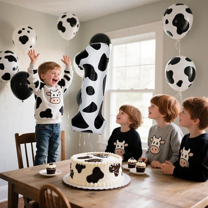 40 Inch Cow Print Number 1 Balloons, Birthday Party Aluminum Foil Balloon - Image 6