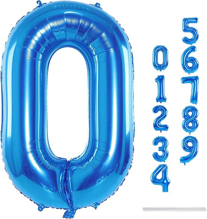 Blue Balloon Number 0, 40 Inch Large Self Inflating Foil Number Balloons 0-9 - Image 9