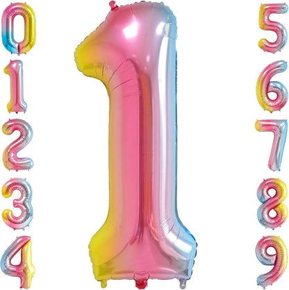 40" Rainbow Foil Number 1 Balloon by TNCDJKPA