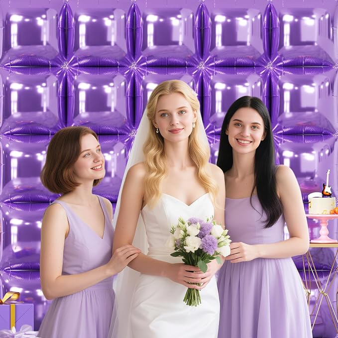 NISOCY 25PCS Light Purple Square Foil Balloons Wall Backdrop | Double Sided - Image 5