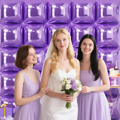 NISOCY 25PCS Light Purple Square Foil Balloons Wall Backdrop | Double Sided - Image 5