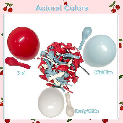 CROSSFINGERS Cherry Red and Blue Balloon Arch Kit Cherry Party Decorations | - Image 6