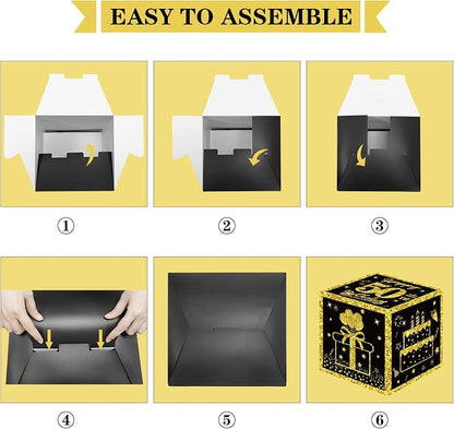 Eiurteao 3pcs Black Gold 50th Birthday Decorations Boxes - Image 6