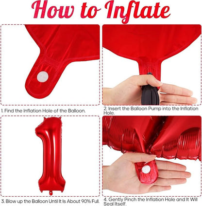 Red Number 17 Balloons, 40 Inch Big Large Foil Number Balloons, Jumbo Giant - Image 3
