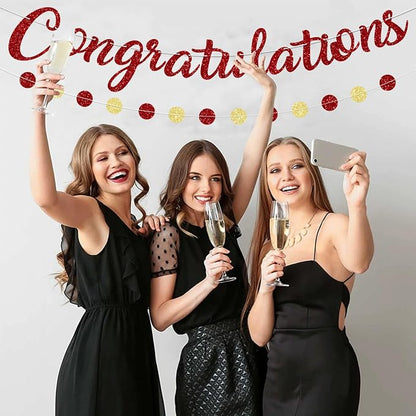 Red Congratulations Banner Sign Prestrung Congrats Banner Garland - Image 4