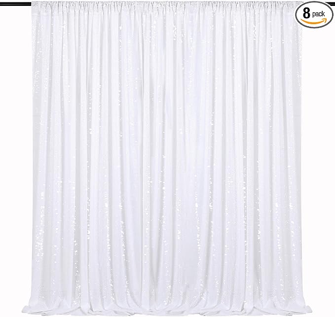 8ft x 8ft White Sequin Backdrop Curtain Sparkle Photo Backdrop | Glitter by QueenDream