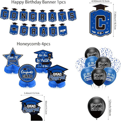 Graduation Decorations 2026 Blue Set, Congrats Grad Decor Set - Image 4