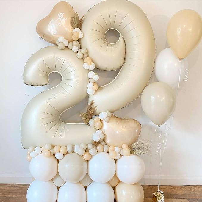 Biapian 40 Inch Cream Number 40 Balloon, 40th Birthday Balloons, Big Digital 40 - Image 5