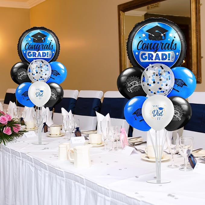 Kasyat 2 Set Blue and Black 2026 Graduation Table Centerpiece Balloon Stand Kit - Image 6