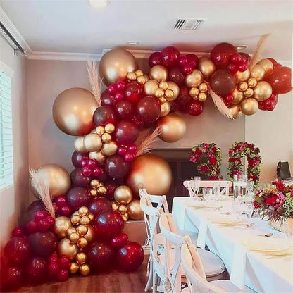 PartyWoo Red Gold Balloons 140pcs Different Sizes Balloon Arch Kit | Ruby - Image 6