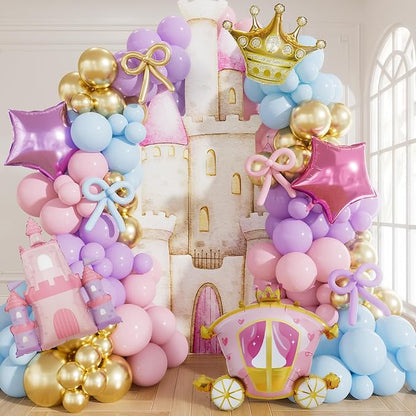 Princess Balloon Garland Arch Kit, Crown Star Foil, by Haolongfa