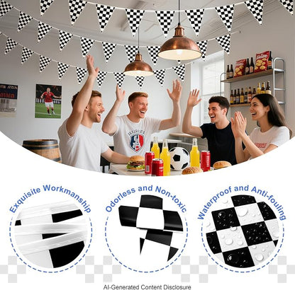 Piokio 100ft Black and White Checkered Flag Banner | Racing Flags, Nascar Cars - Image 3