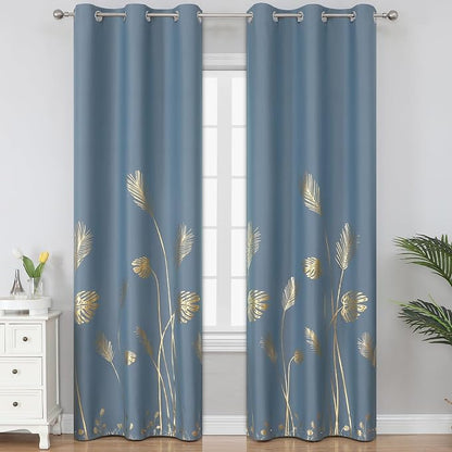 Stone Blue Blackout Curtains 84 Inches Long by ESTELARTEXTILER