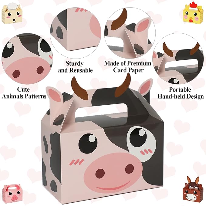 24 Pack Farm Animal Party Favor Boxes Farm Theme Birthday Goodie Boxes - Image 5