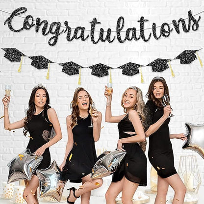 Pre Strung Congratulations Decorations Banner Graduation Class of 2026 Black - Image 6
