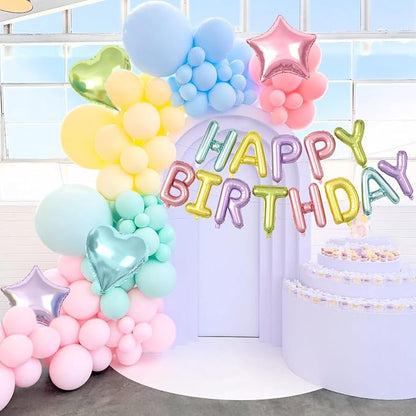29PC Pastel Happy Birthday Balloon Banner, 16Inch 3D Aluminum Letter Banner Sign - Image 5