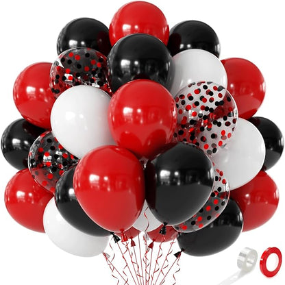 Red Black and White Balloons, 12 Inch | Latex Balloons by Unknown