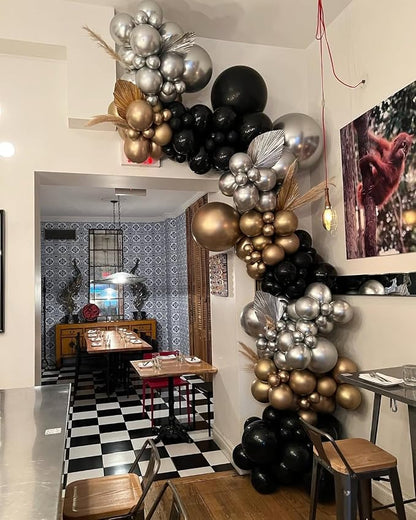 Black Gold and Silver Balloon Arch Garland Kit 153pcs - Image 7