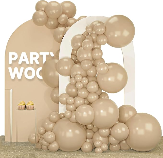 PartyWoo Cream Balloons 140pcs Beige Ivory Nude Neutral Boho Color | Different by PartyWoo