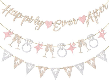 Hopecore Pre-Strung Happily Ever After Banner Set, Engagement Party, Wedding by Unknown