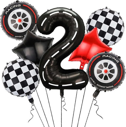 Race Car Balloons, 40 Inch Racetrack Number 2 Balloon, Big Number Balloons Black by Yexnum