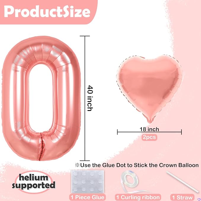 40 inch Rose Gold 42 Birthday Balloons - Image 2
