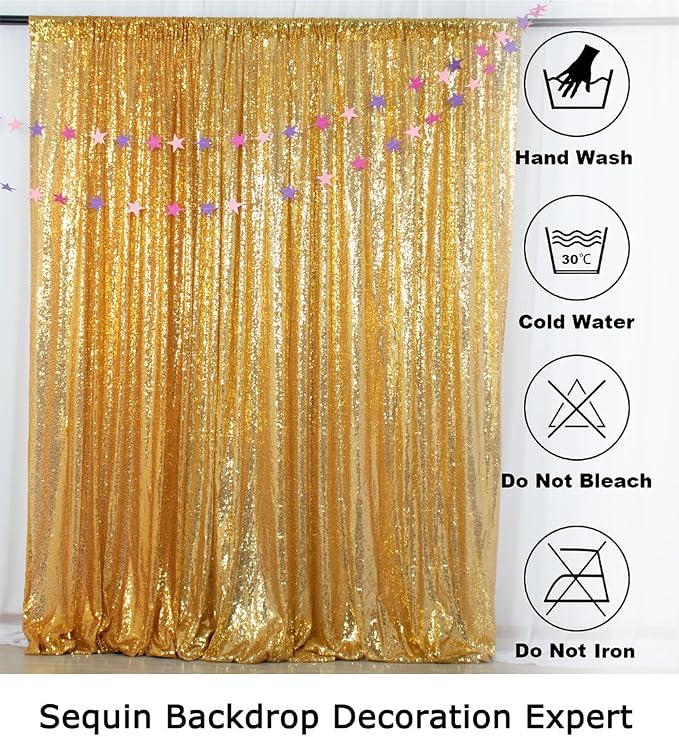 ShinyBeauty Gold Sequin Backdrop 5FTx7FT Photo Backdrop Shimmer Wall Sparkle - Image 6