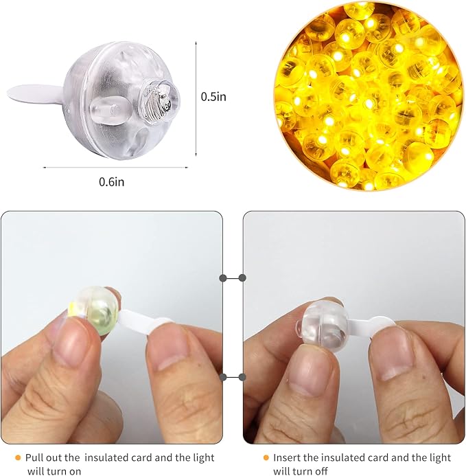 Aogist 100pcs Yellow Balloon Light, Long Standby Time Waterproof Mini Ball Light - Image 3