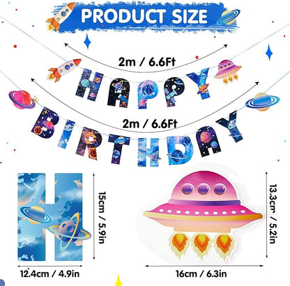 SUNBEAUTY Universe Outer Space Theme Birthday Banner Galaxy Happy Birthday - Image 2