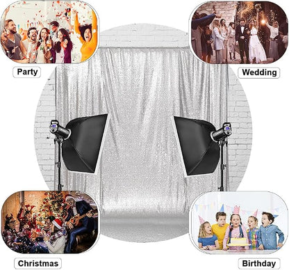Eternal Beauty Silver Thick 3mm Sequin Backdrop 10x10 Ft - Image 2