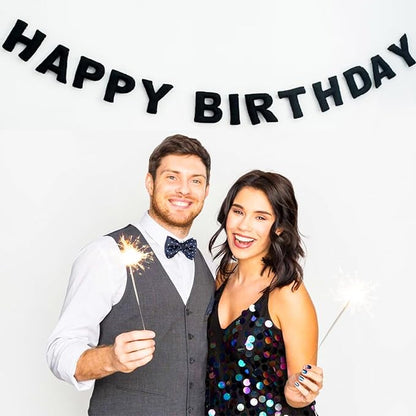 Pre-Strung Reusable 3D Black Happy Birthday Banner Men Birthday Decorations | - Image 9