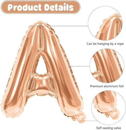 29PC Rose Gold Happy Birthday Balloon Banner, 16 Inch 3D Aluminum Letter Banner - Image 3