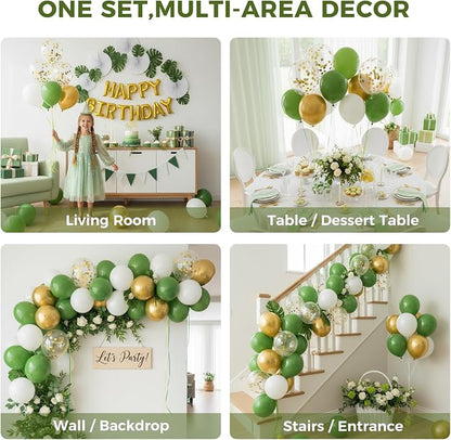 LovesTown Sage Green Gold and White Balloons - Image 4