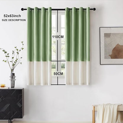 BULBUL Luxury Color Block Velvet Curtains 63 inch - Image 6