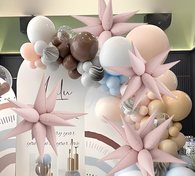 50pcs Matte Pink 20' Water Drop Foil Cone Mylar Balloons Matte Pink Star - Image 3