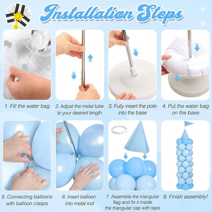 2 Sets Adjustable Blue Princess Castle Balloon Column Stand Kit Includes 140 - Image 4