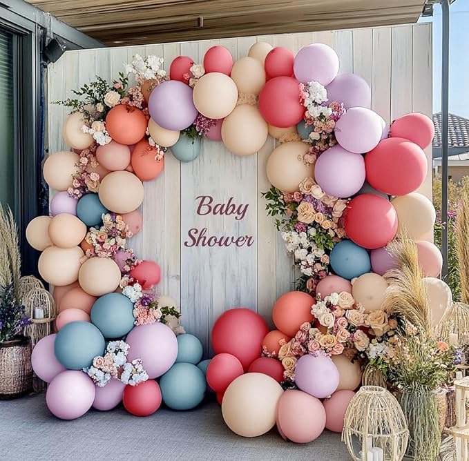 Pastel Balloon Garland Double Stuffed Dusty Pink Blue Cream Balloon Light - Image 5