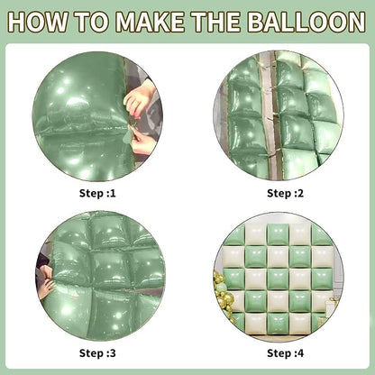 Matte Mint Green and Beige Double Sided Square Foil Balloons Wall, 19 Inches - Image 5